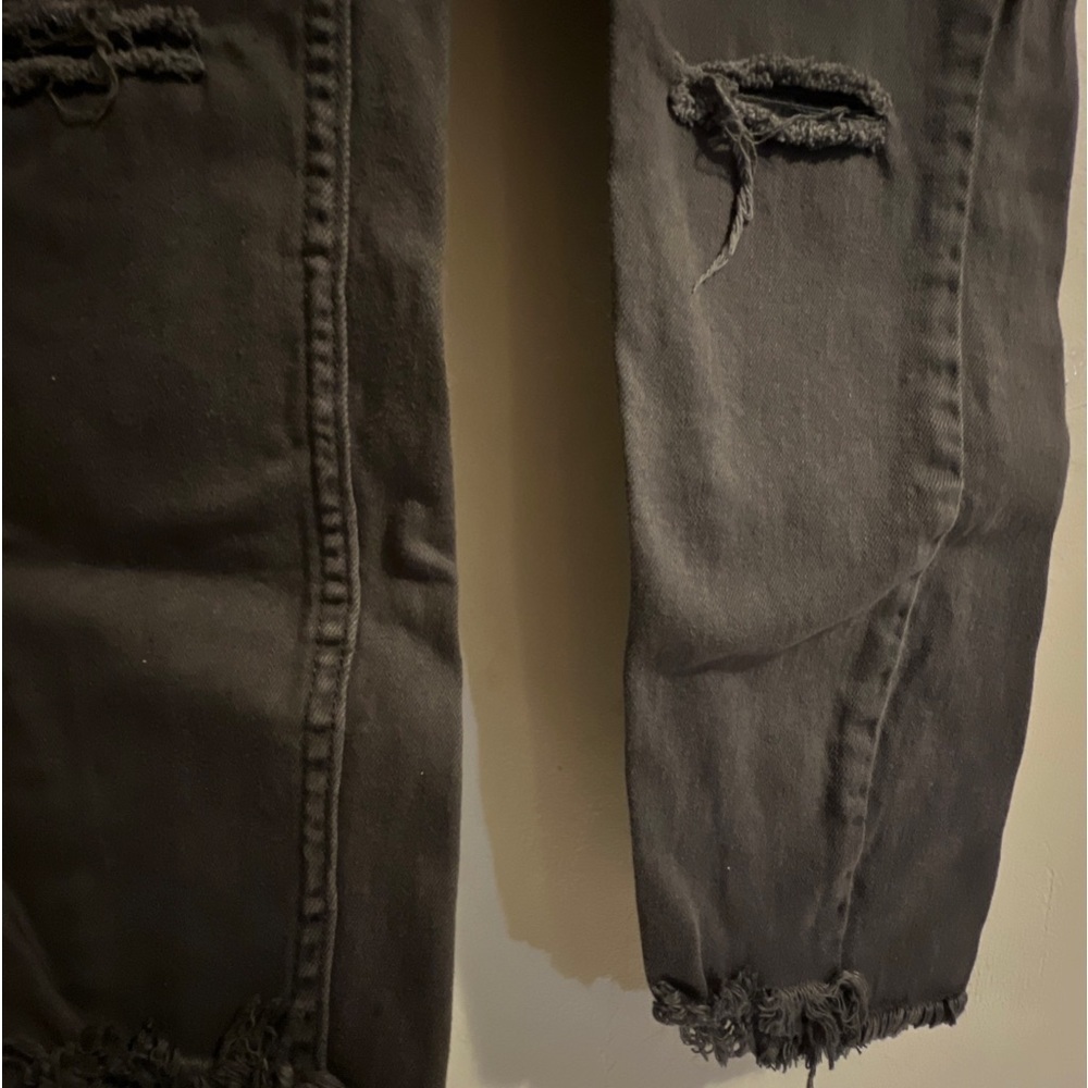 FP Free People Cropped Jeans Women's Size W 27 Gray Mid Rise Distressed Raw Hem - Picture 2 of 8